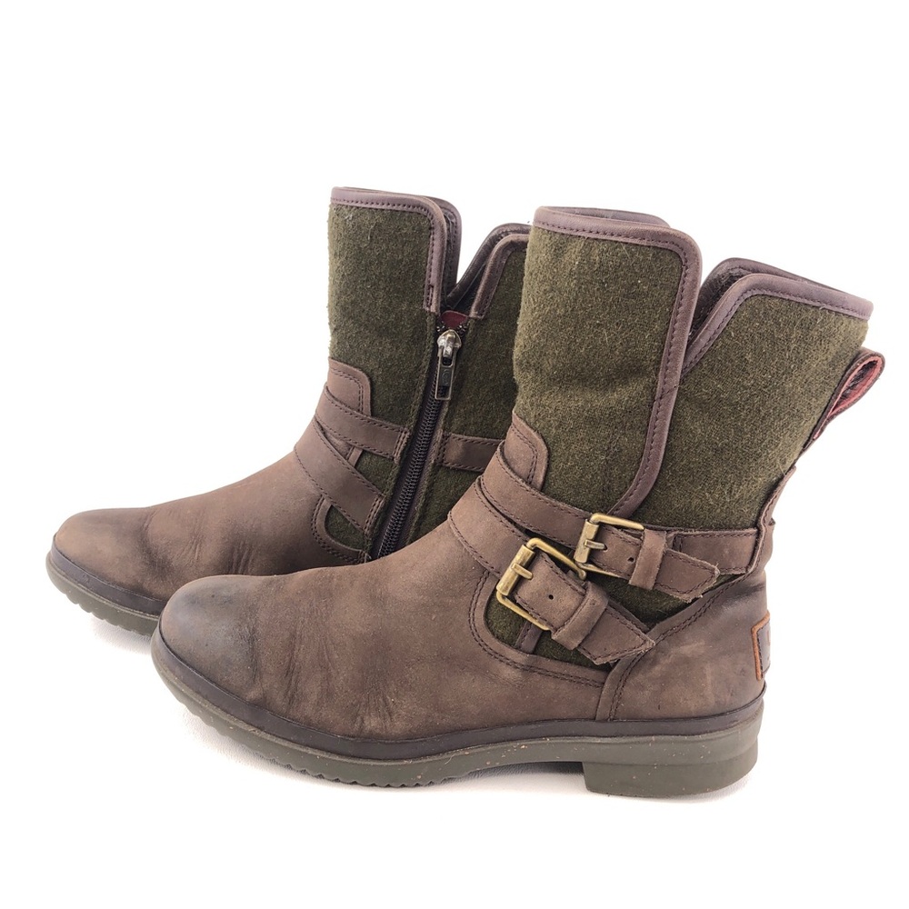 UGG Simmens Waterproof Brown Leather Winter Boots 7.5 - Picture 2 of 12